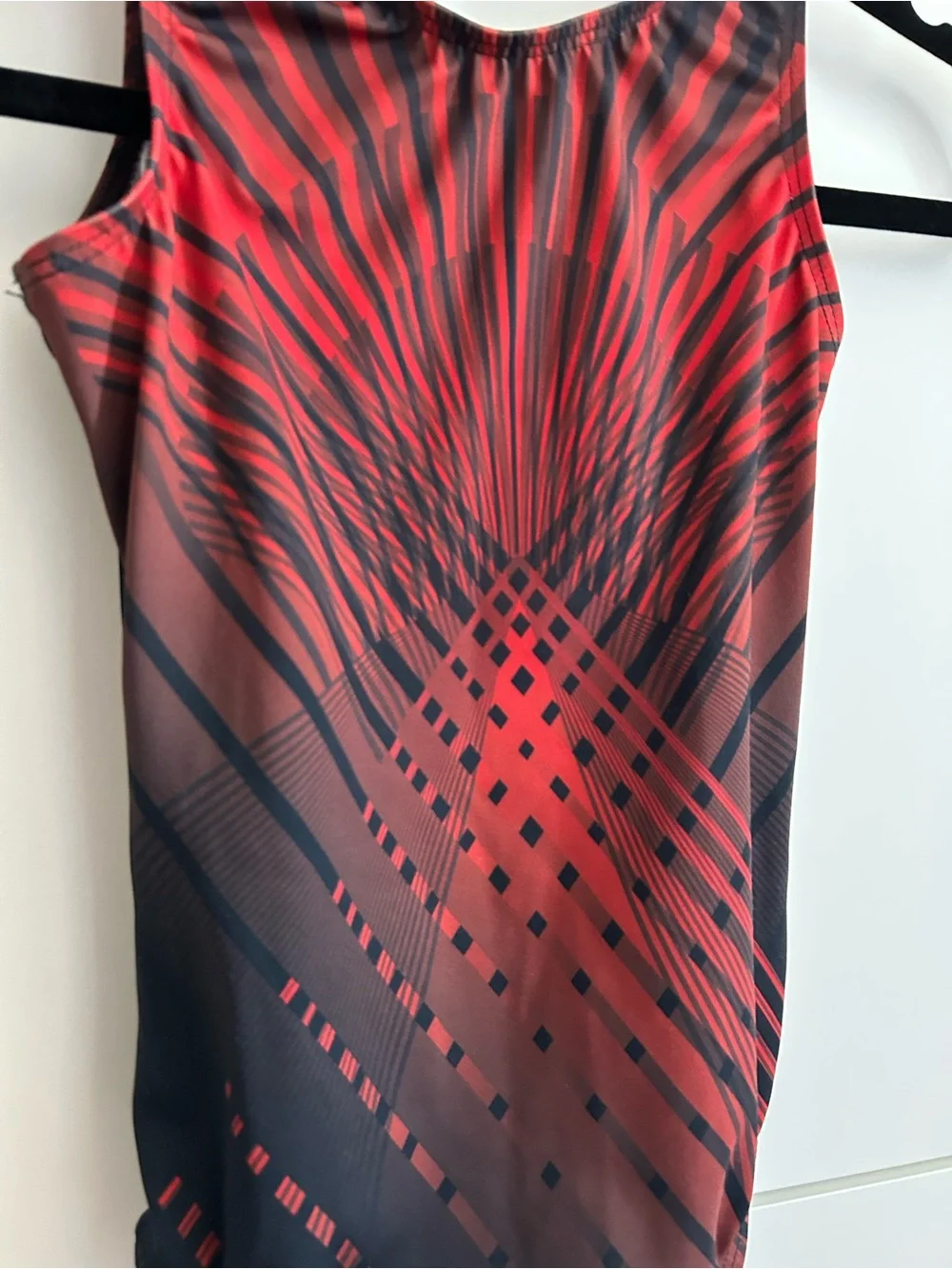 Destira Black & Red Geometric Dance or Gymnastics Leotard - Child’s Large